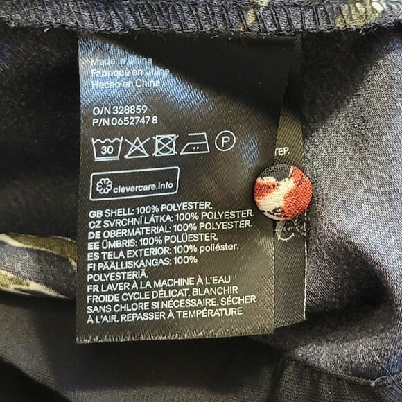 H&M Floral Bird Print V Neck Tie Neck Long Sleeve Black Shift Dress Size 12 - Picture 12 of 14